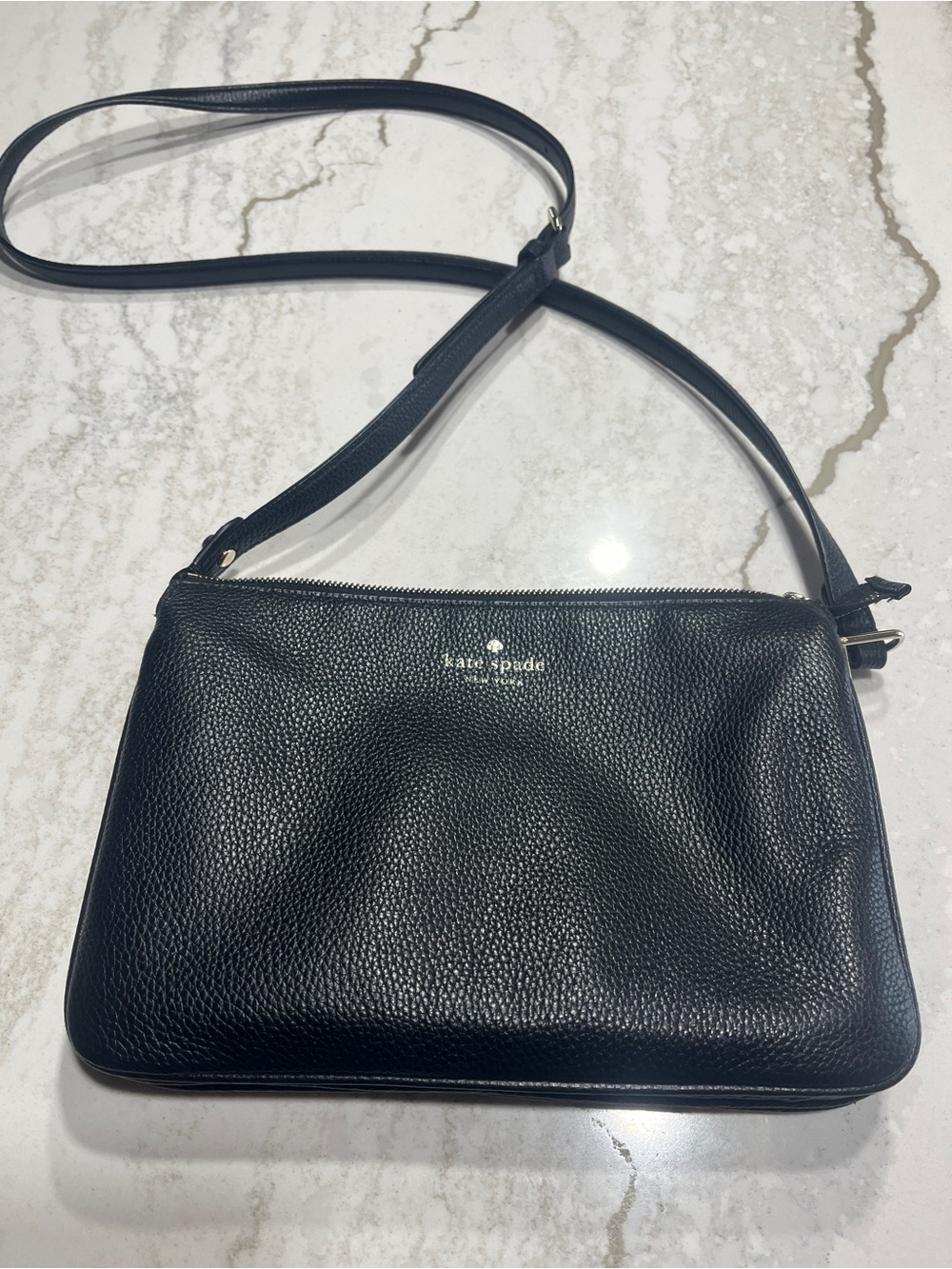 Kate Spade Black Pebbled Leather Adjustable Crossbody Bag